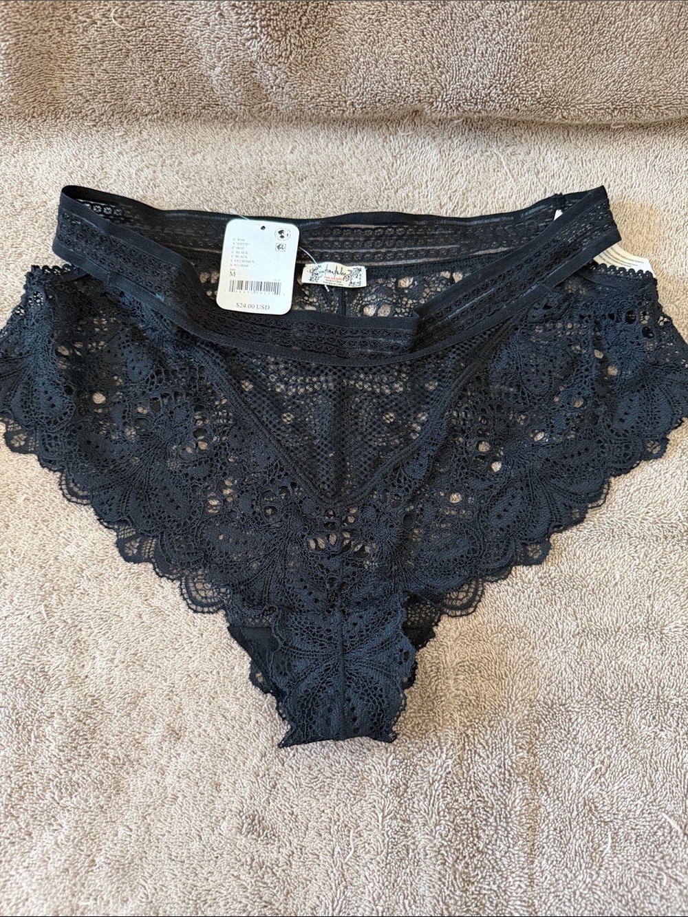 Free People Black Lace Cheeky Panty